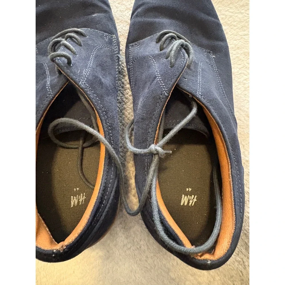 H&M Mens Navy Blue Faux Suede Derby Lace Up Dress Shoes Size 44 US 10.5 11